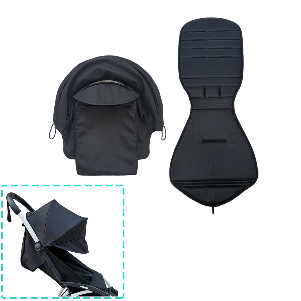 Noir Plus Couleur Kit Tissu de Rechange Poussette YOYO / YOYO2 Imperméable