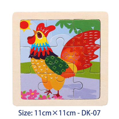Puzzle bois Montessori 3 ans éducatif – motifs animaux et véhicules – idéal pour motricité fine et éveil sensoriel-coq
