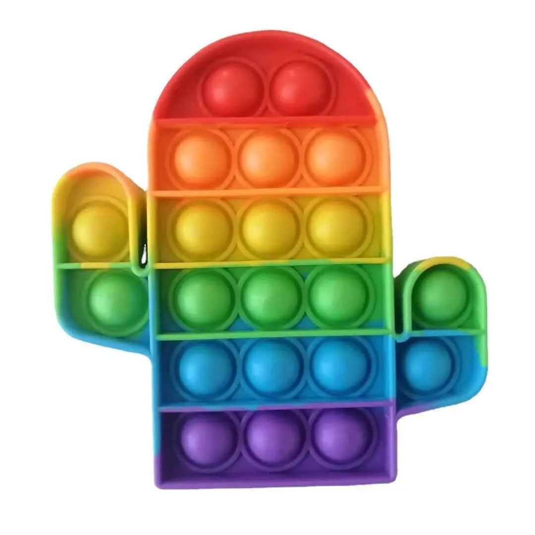 Jouet sensoriel en silicone arc-en-ciel Cactus