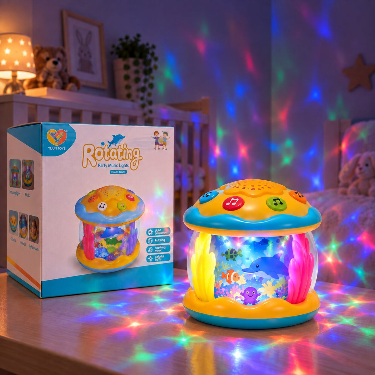 Veilleuse musicale pour bébé avec mélodies intégrées rotation et lumières colorées Choupinoo