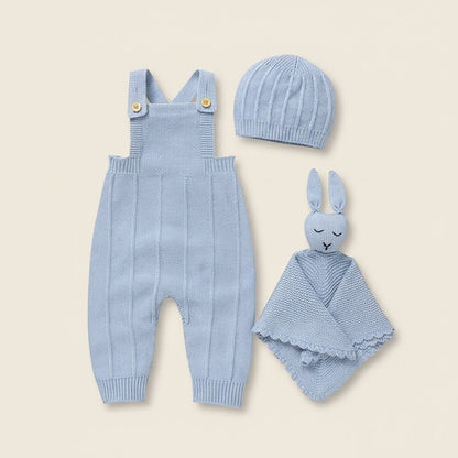Barboteuse Tricotée & Doudou Lapin — Ensemble Bébé 3 Pièces | 0 - 18 Mois - Choupinoo