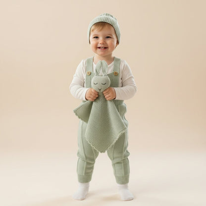 Barboteuse Tricotée & Doudou Lapin — Ensemble Bébé 3 Pièces | 0 - 18 Mois - Choupinoo