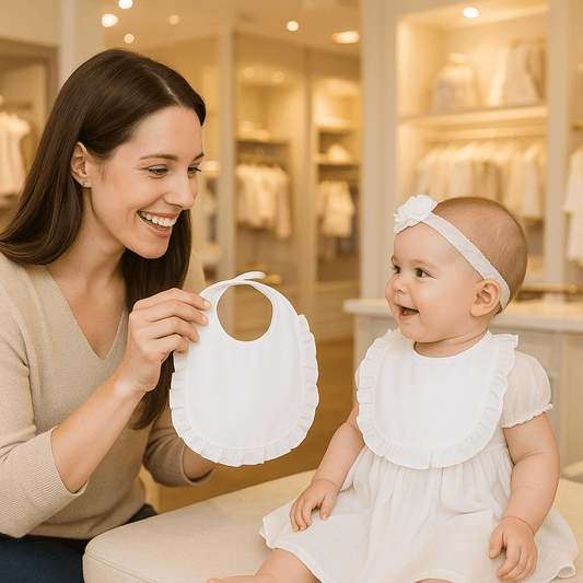 Bavoir bébé blanc de cérémonie pour fille Bianca | Lot de 3 - Choupinoo