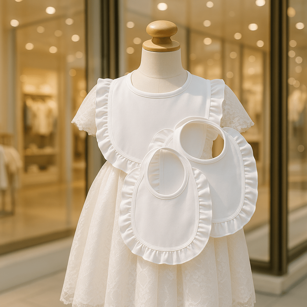 Bavoir bébé blanc de cérémonie pour fille Bianca | Lot de 3 - Choupinoo