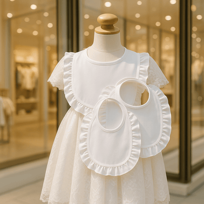 Bavoir bébé blanc de cérémonie pour fille Bianca | Lot de 3 - Choupinoo