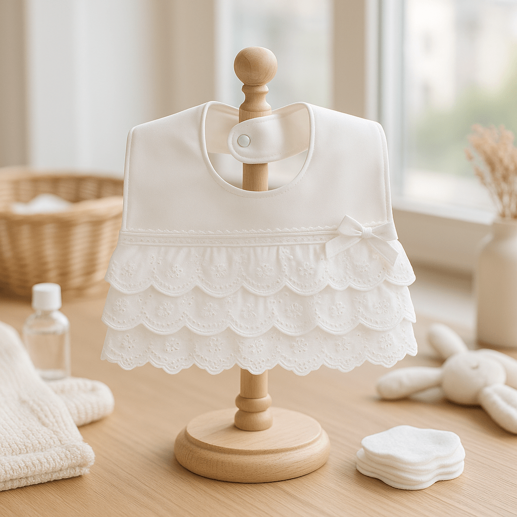 Bavoir bebe dentelle pour fille - Clara - 0 - 3 ans - Choupinoo