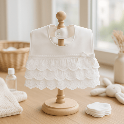 Bavoir bebe dentelle pour fille - Clara - 0 - 3 ans - Choupinoo