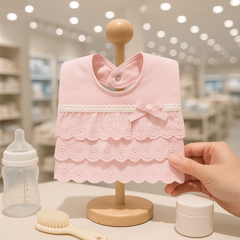 Bavoir bebe dentelle pour fille - Clara - 0 - 3 ans - Choupinoo