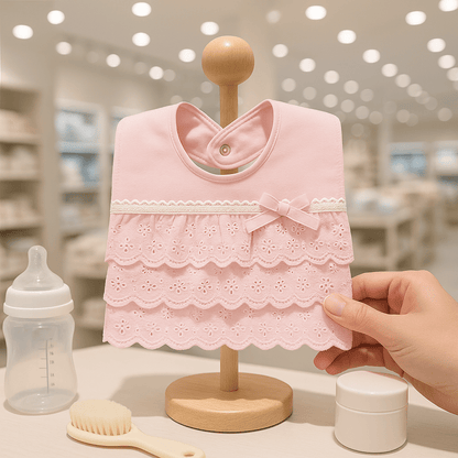 Bavoir bebe dentelle pour fille - Clara - 0 - 3 ans - Choupinoo