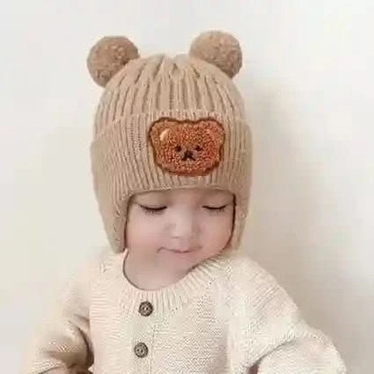 Bonnet bébé hiver tricoté avec protection oreilles - Choupinoo