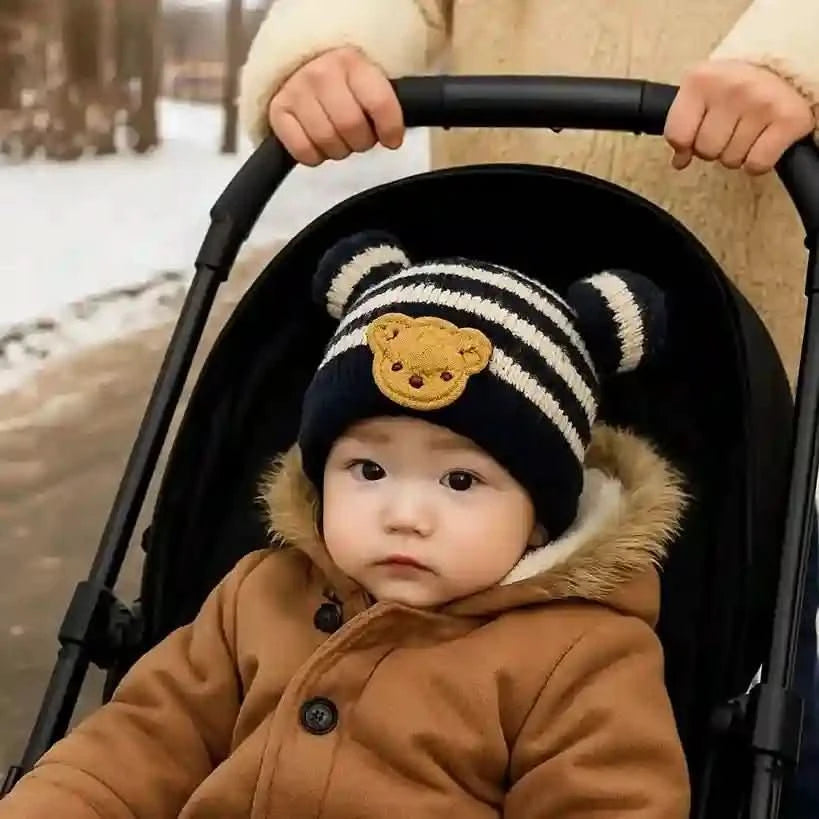 Bonnet bébé hiver tricoté avec protection oreilles - Choupinoo
