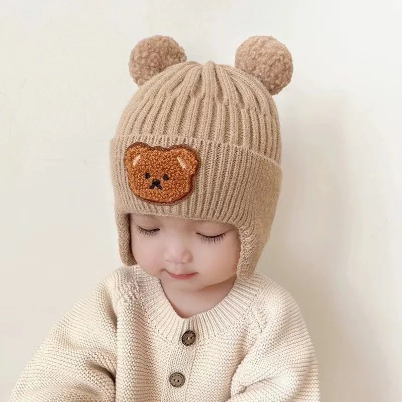Bonnet bébé hiver tricoté avec protection oreilles - Choupinoo