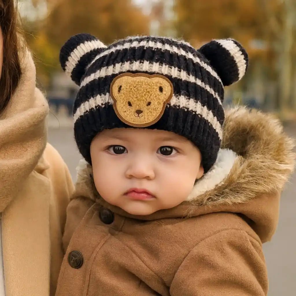Bonnet bébé hiver tricoté avec protection oreilles - Choupinoo