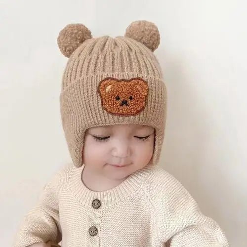 Bonnet bébé hiver tricoté avec protection oreilles - Choupinoo