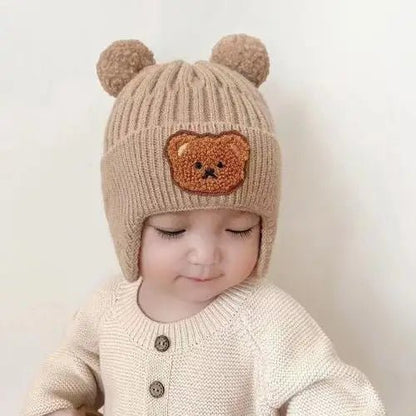 Bonnet bébé hiver tricoté avec protection oreilles - Choupinoo