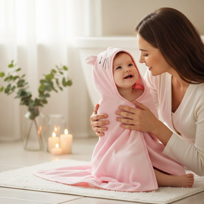 Cape de Bain Bébé Coton – Capuche & Absorbante 90x90 cm