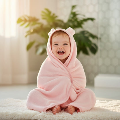 Cape de Bain Bébé Coton – Capuche & Absorbante 90x90 cm
