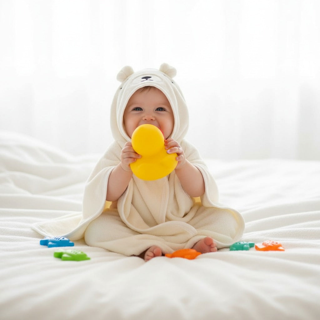 Cape de Bain Bébé Coton – Capuche & Absorbante 90x90 cm