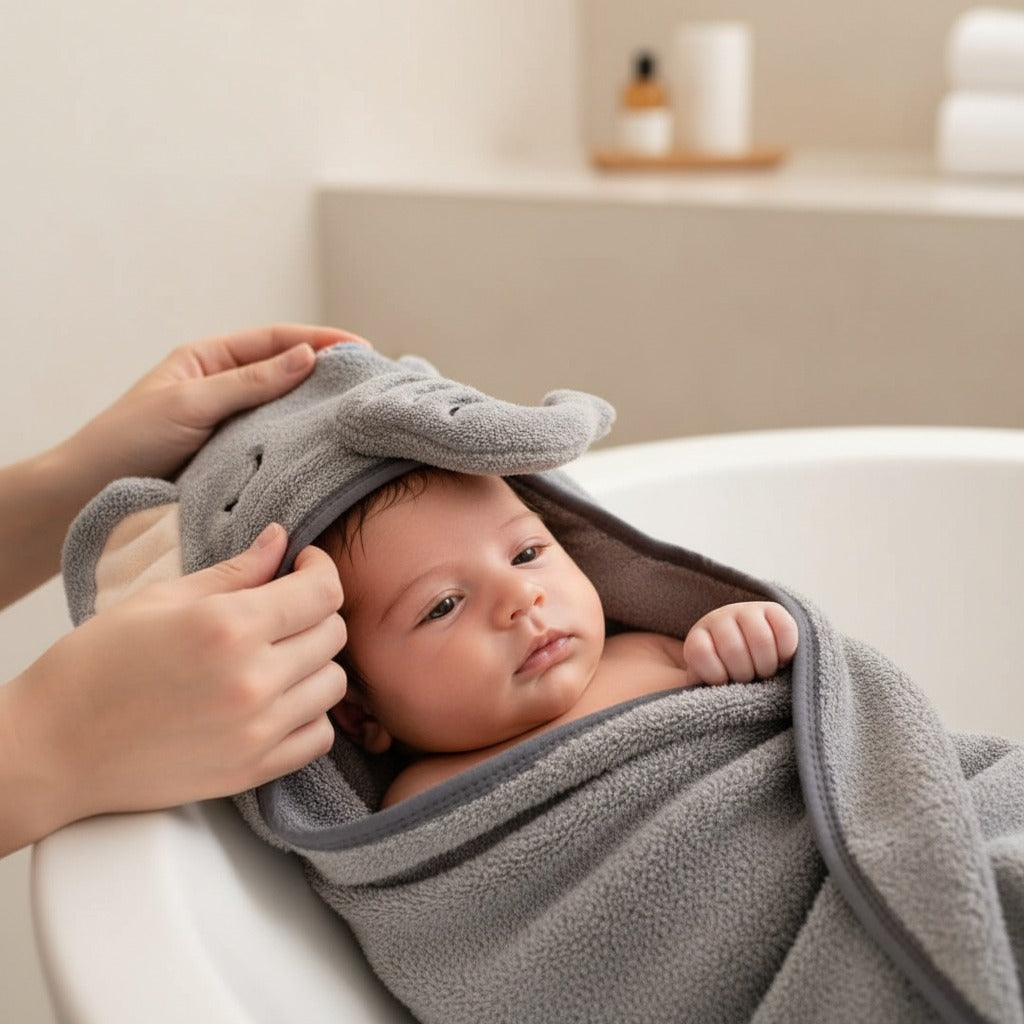 Cape de Bain Bébé Coton – Capuche & Absorbante 90x90 cm