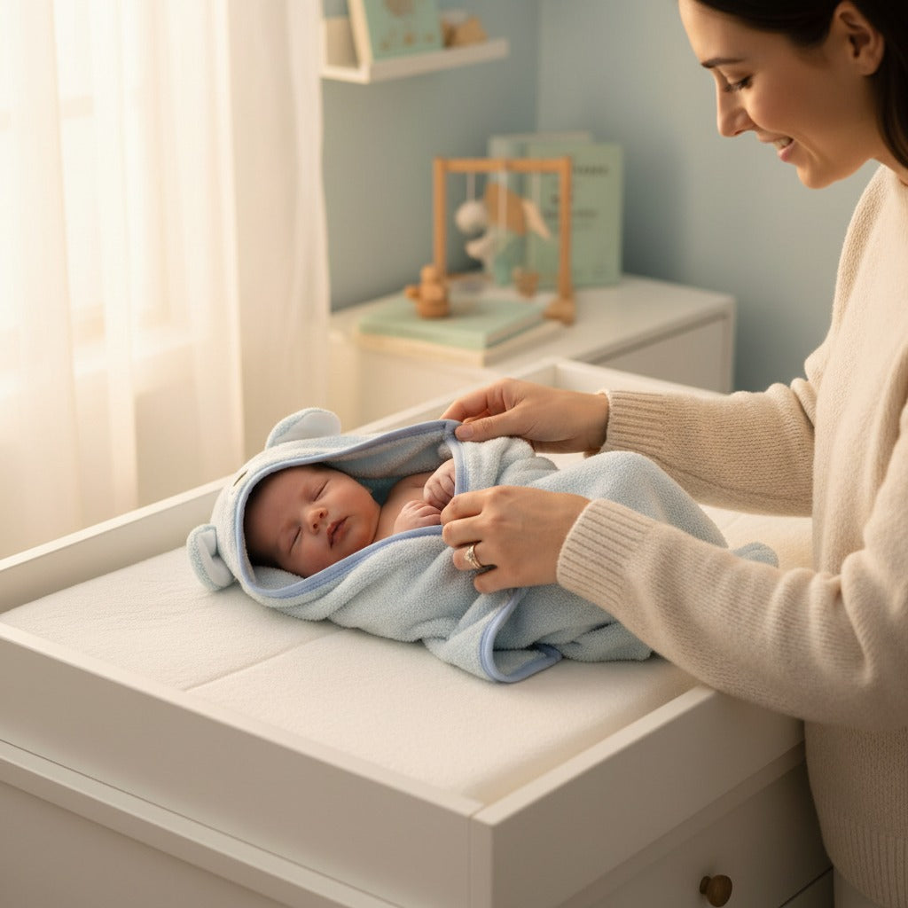 Cape de Bain Bébé Coton – Capuche & Absorbante 90x90 cm