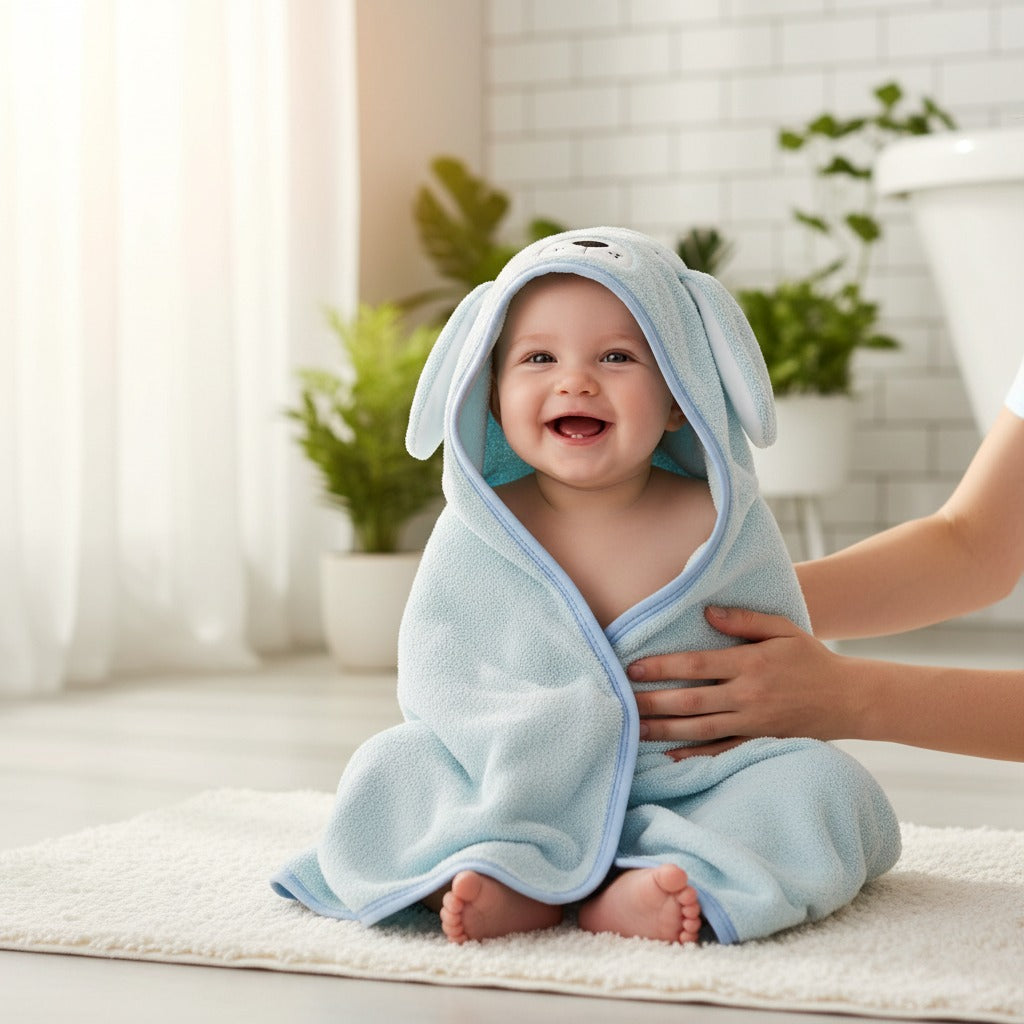 Cape de Bain Bébé Coton – Capuche & Absorbante 90x90 cm