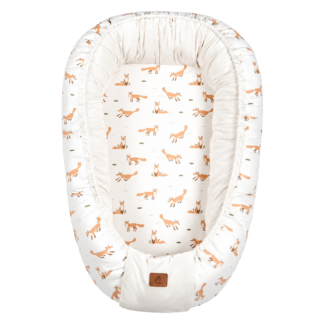 Cocon reducteur de lit bebe renard motif renards fond blanc - Choupinoo