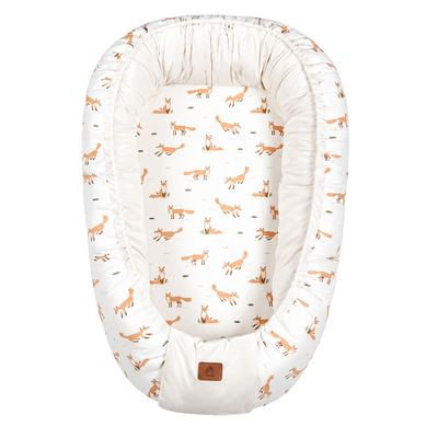Cocon reducteur de lit bebe renard motif renards fond blanc - Choupinoo