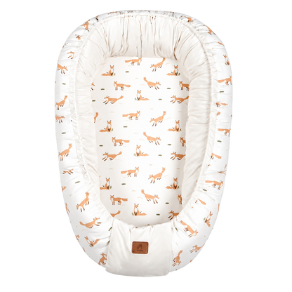 Cocon reducteur de lit bebe renard motif renards fond blanc - Choupinoo