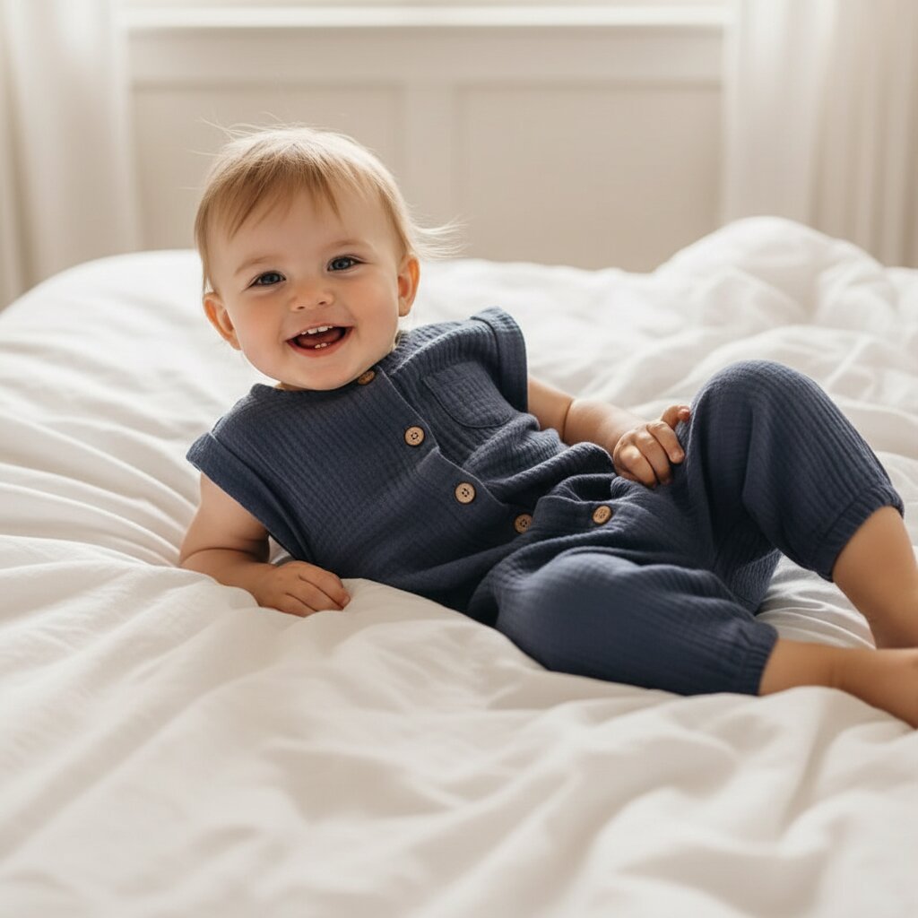 Combinaison bébé gaze de coton 3 - 12 mois – Légère, douce et respirante - Choupinoo