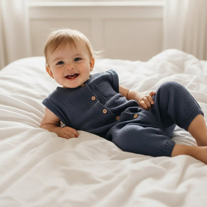 Combinaison bébé gaze de coton 3 - 12 mois – Légère, douce et respirante - Choupinoo
