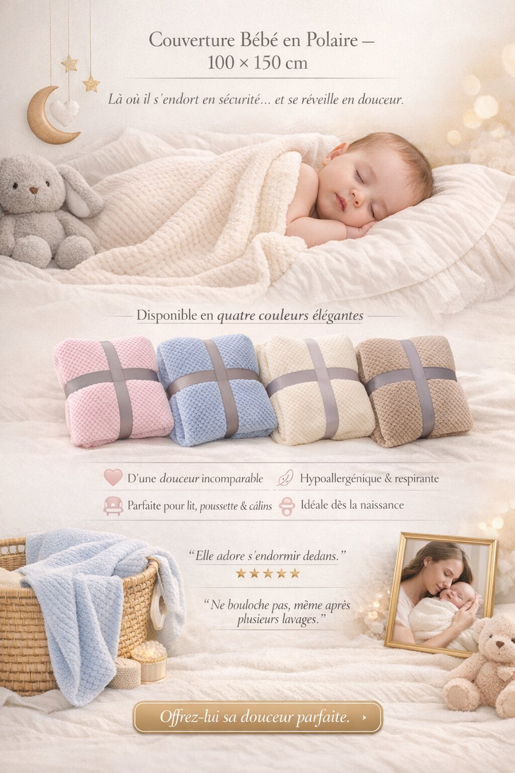 Couverture Bébé en Polaire – 100 × 150 cm - Choupinoo