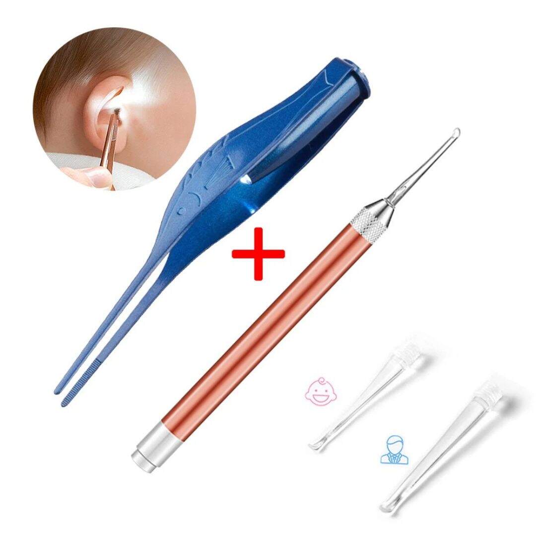 Cure oreille et pince à épiler de sécurité avec lumière LED - Choupinoo
