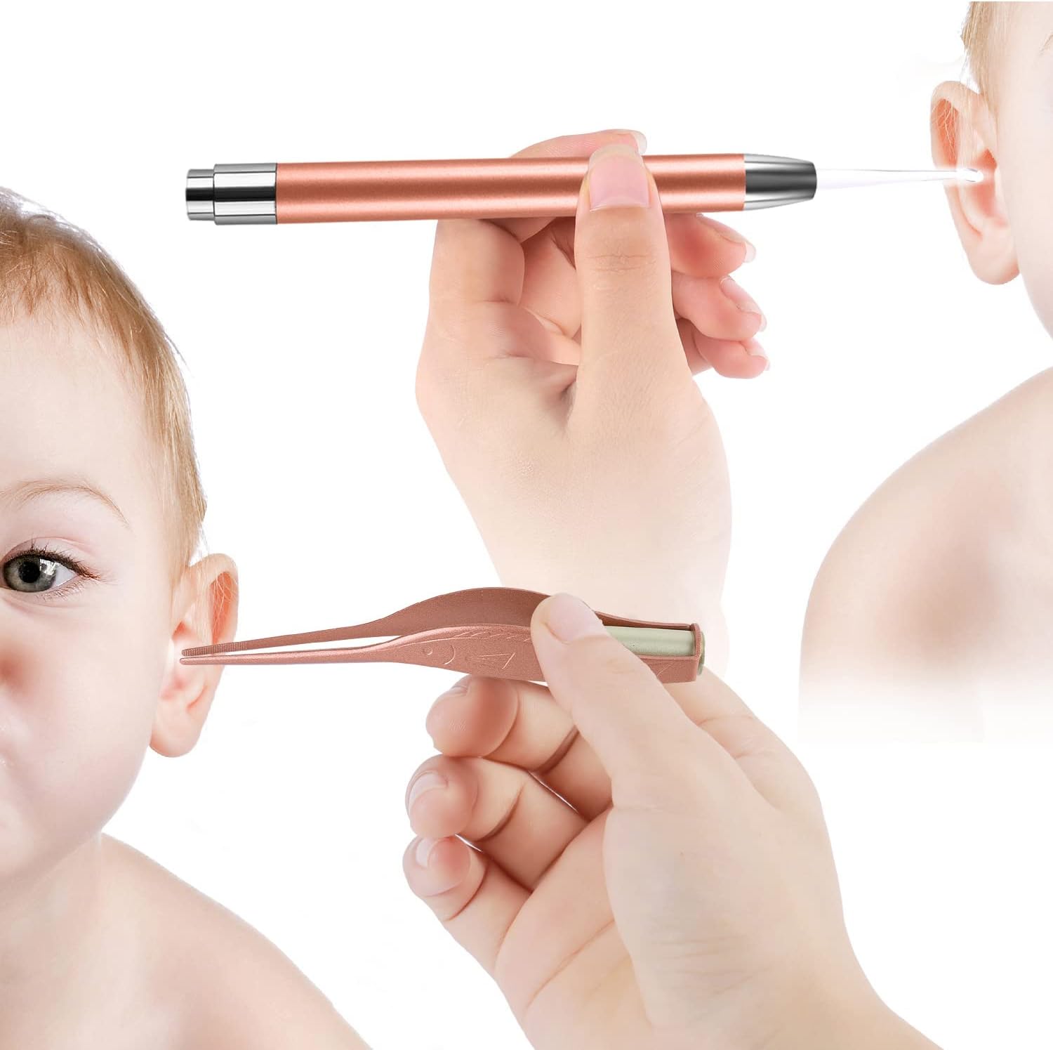Cure oreille et pince à épiler de sécurité avec lumière LED - Choupinoo
