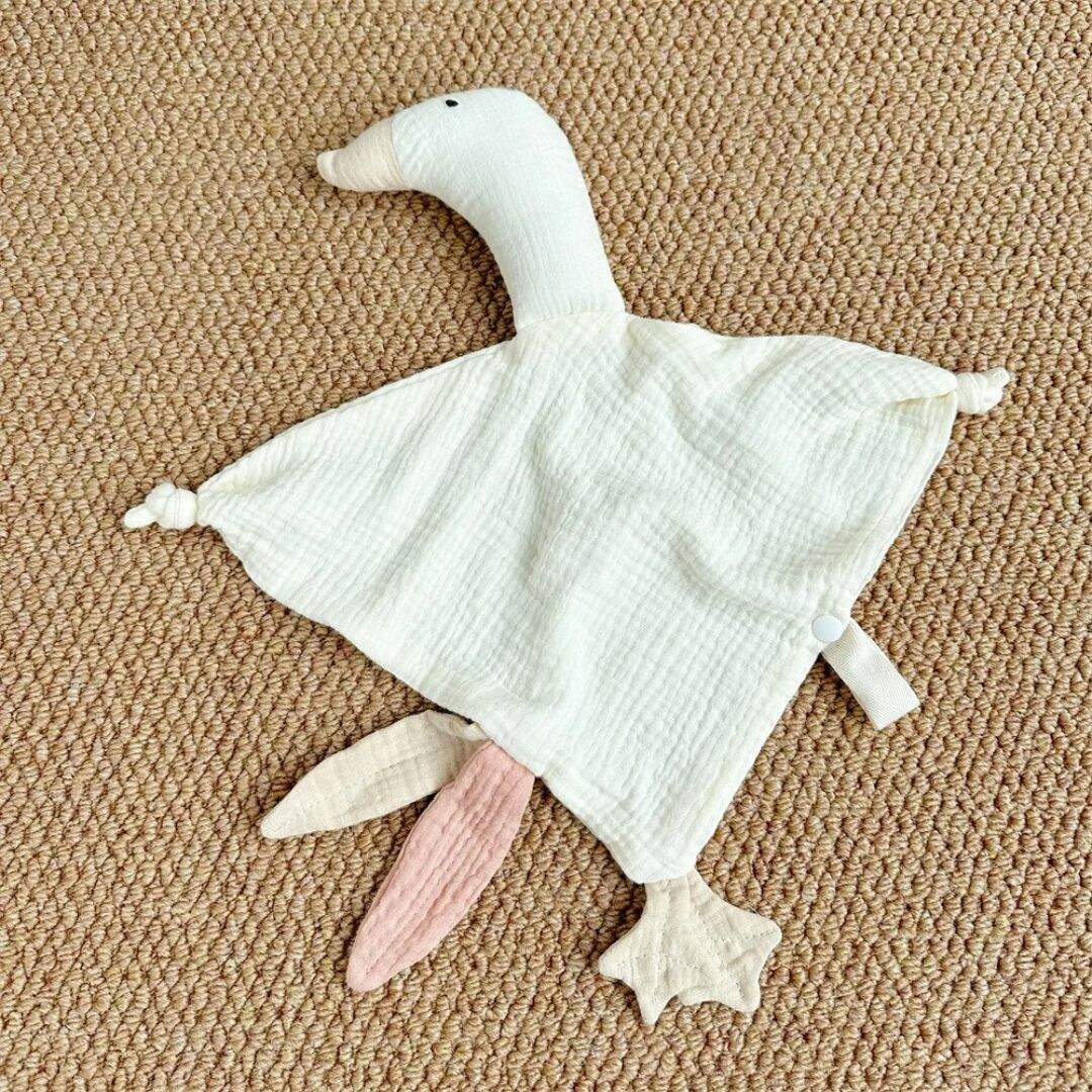 Doudou bebe Oie en double gaze de coton - Choupinoo