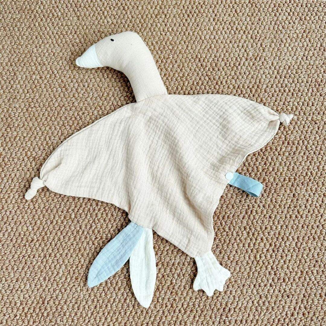 Doudou bebe Oie en double gaze de coton - Choupinoo