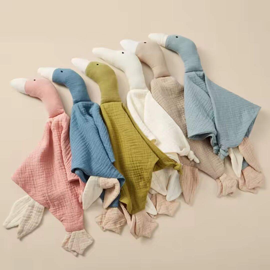 Doudou bebe Oie en double gaze de coton - Choupinoo