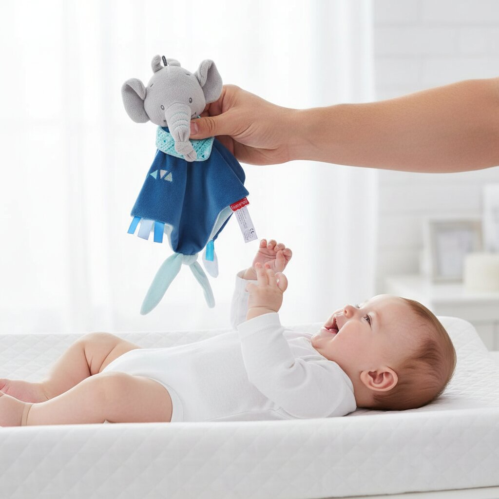 Doudou elephant bleu marine papa bebe table a langer cadeau naissance | Choupinoo