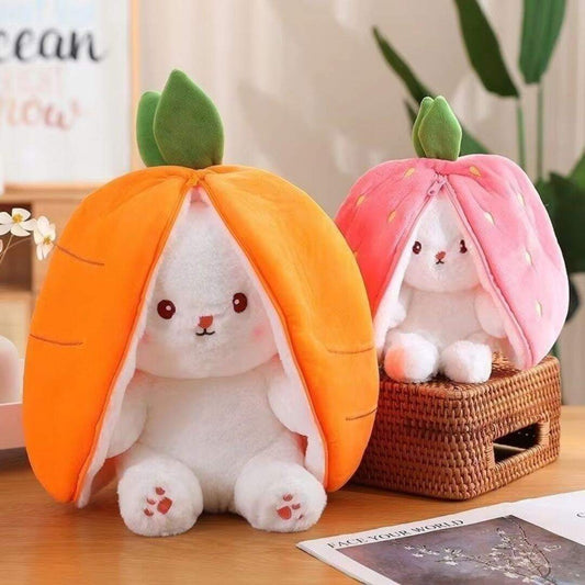 Doudou fille carotte fraise en peluche lapin 25 cm - Choupinoo