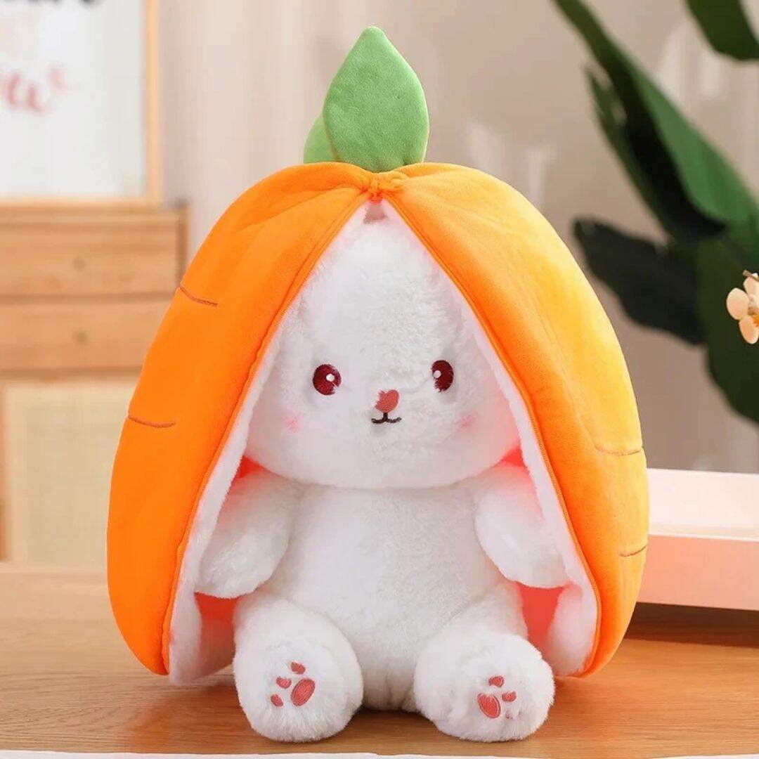 Doudou fille carotte fraise en peluche lapin 25 cm - Choupinoo