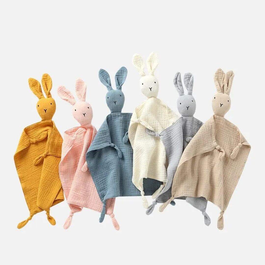 Doudou lapin - doudou plat en gaze de coton - Choupinoo