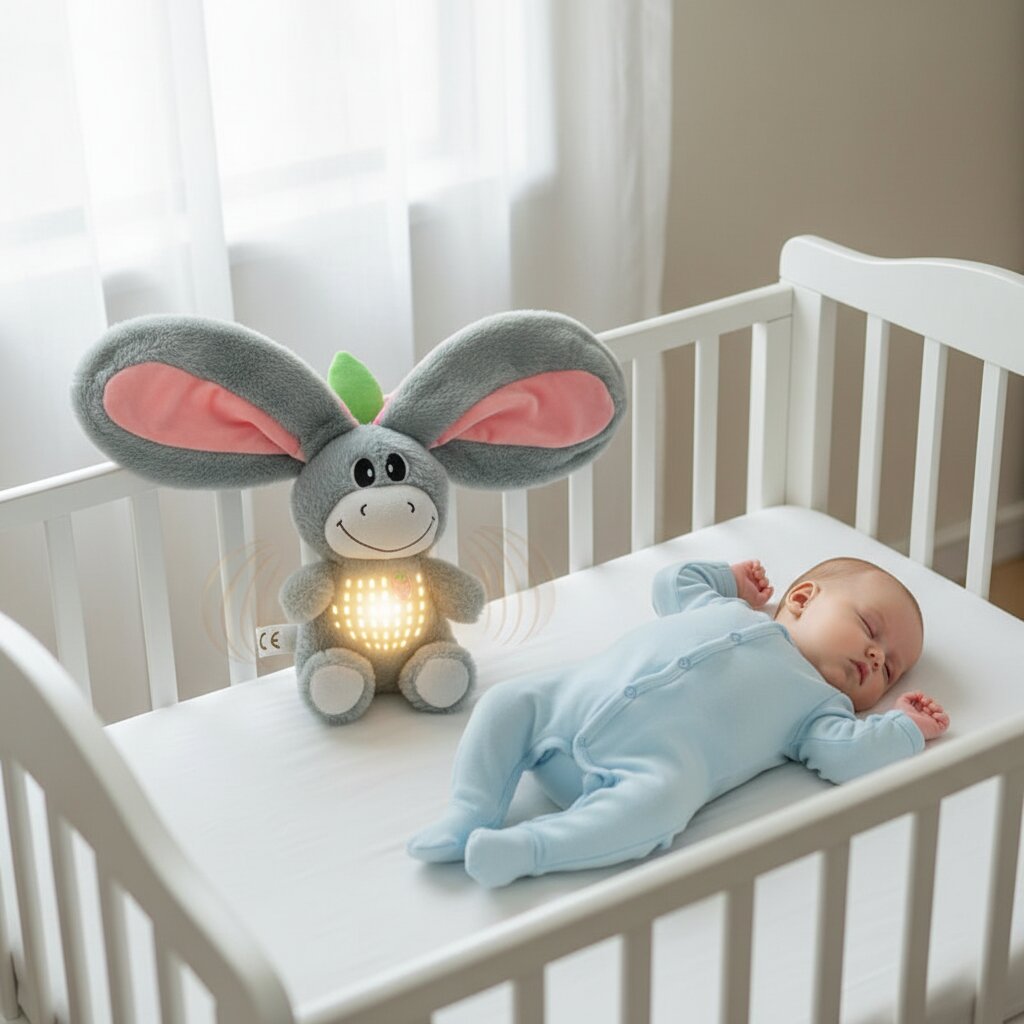 Doudou Respirant Bébé Âne 30cm - Peluche Apaisante Sommeil - Choupinoo