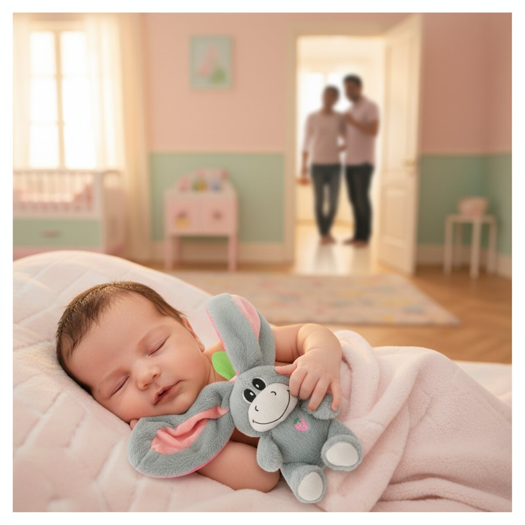 Doudou Respirant Bébé Âne 30cm - Peluche Apaisante Sommeil - Choupinoo