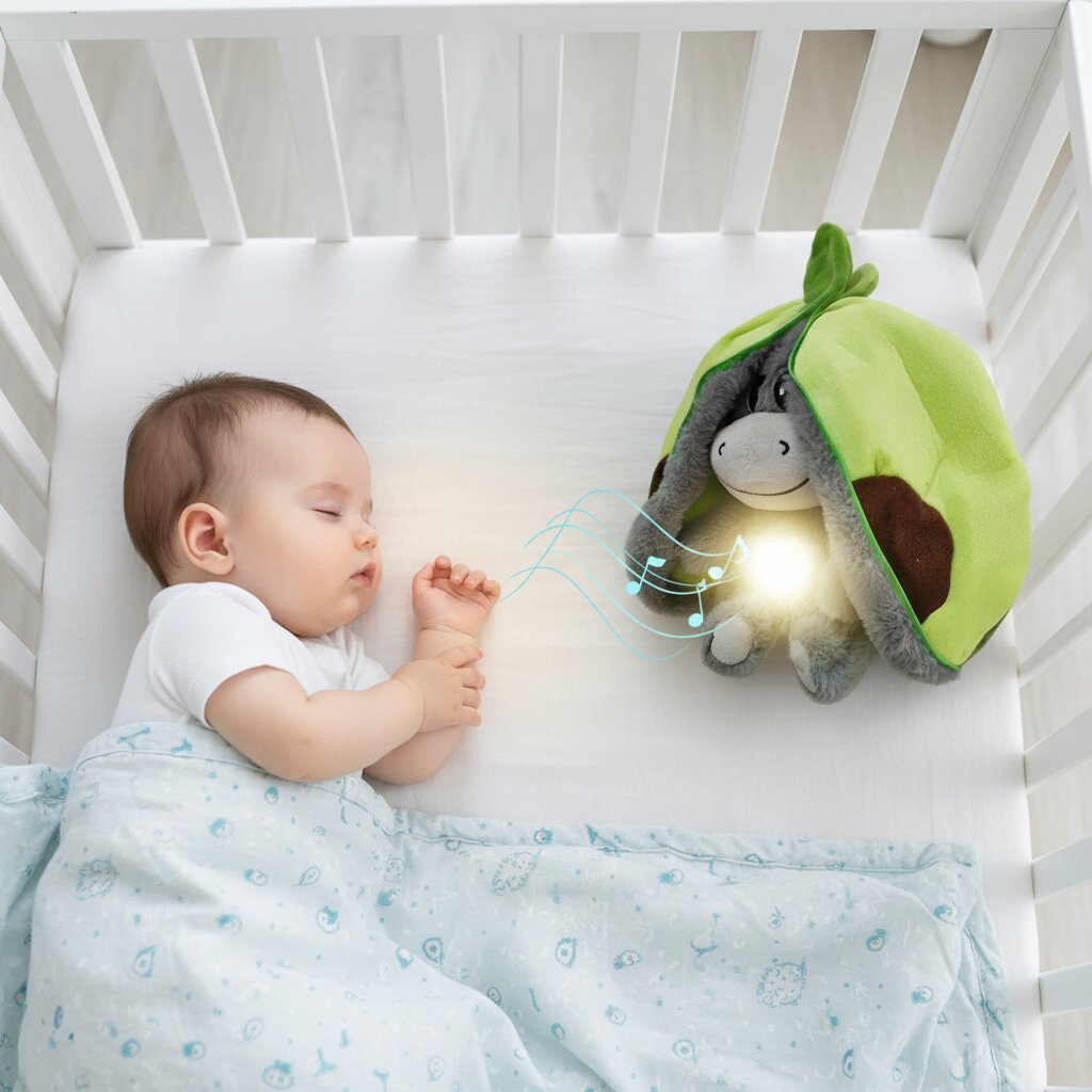 Doudou Respirant Bébé Âne 30cm - Peluche Apaisante Sommeil - Choupinoo