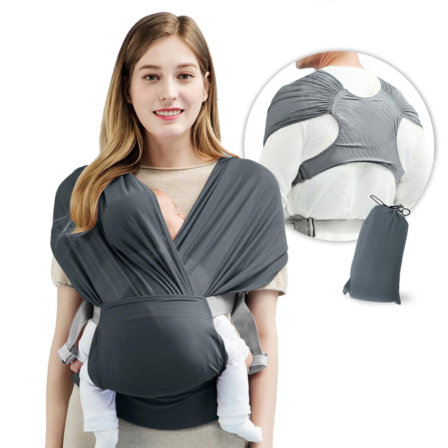 Echarpe de portage bebe sans nœud en élasthanne - Choupinoo