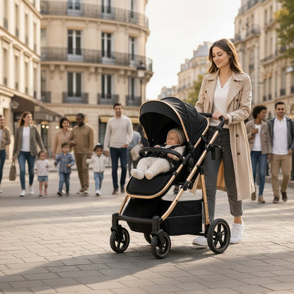 Poussette 3 en 1 à nacelle transformable avec siège auto