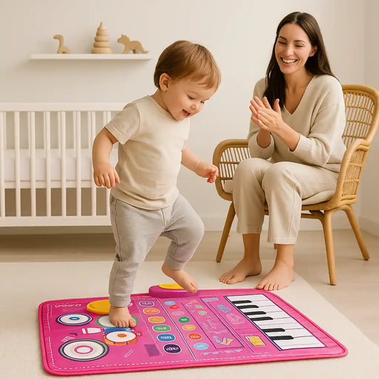 Tapis musical rose bébé antidérapant, sécurisé et adapté dès 12 mois