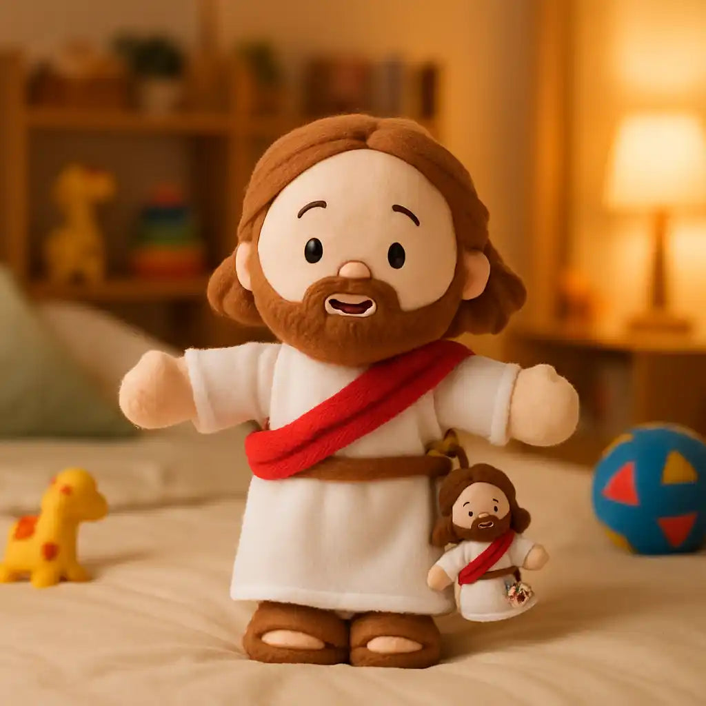 Peluche Jésus de Nazareth 25 cm, peluche bébé douce et hypoallergénique