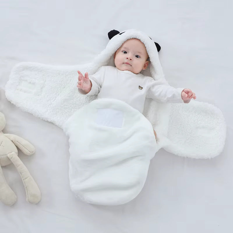 Gigoteuse bébé hiver blanc capuche panda bébé allongé nid ouvert doublure blanche - Choupinoo