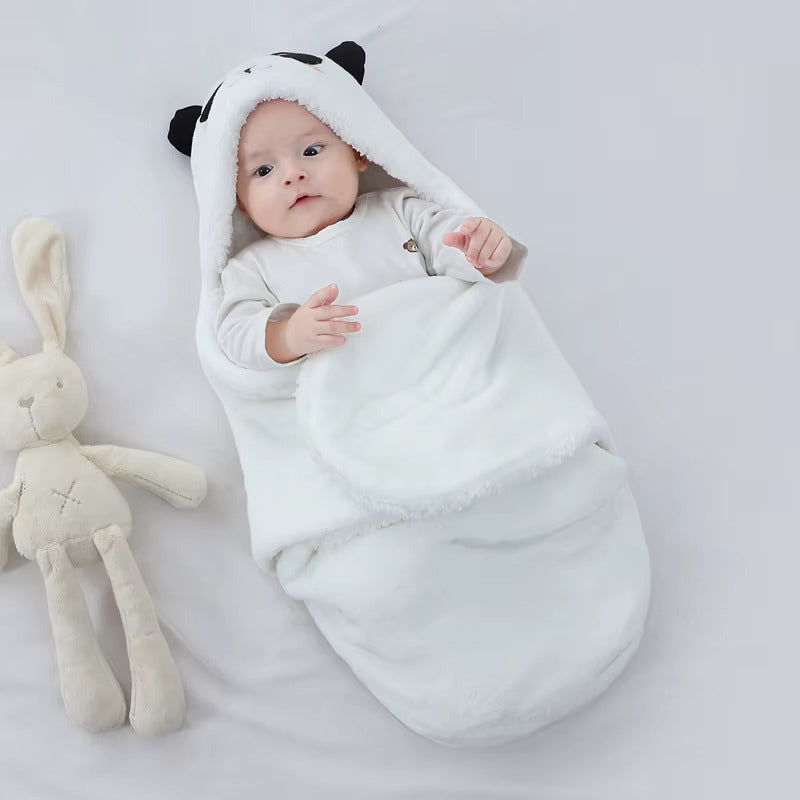 Gigoteuse bébé hiver blanc capuche panda bébé emmailloté fermé - Choupinoo