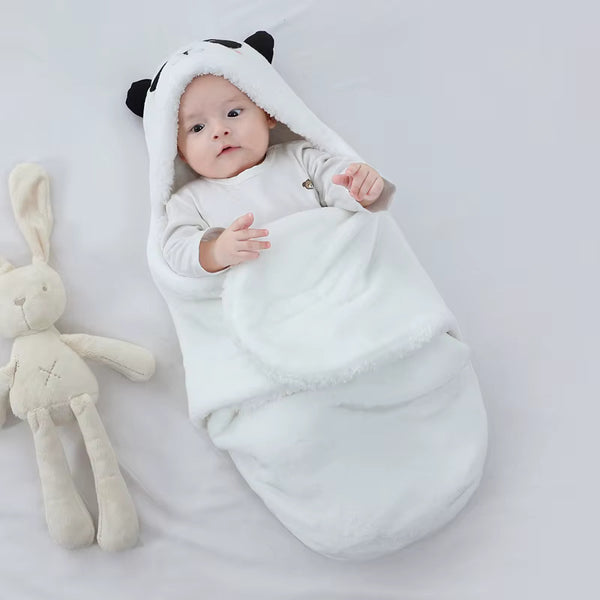 Gigoteuse bébé hiver blanc capuche panda bébé emmailloté fermé - Choupinoo